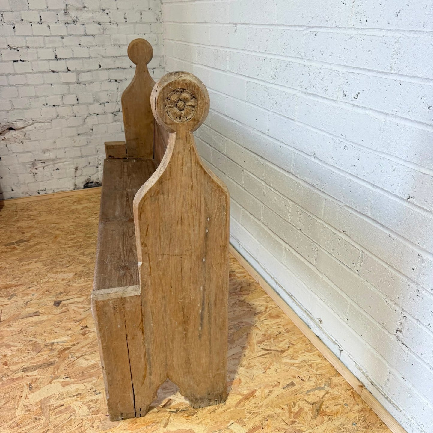 Antique Victorian Pitch Pine Church Chapel Pew 5.5ft Gothic Style