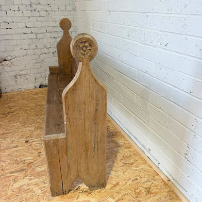 Antique Victorian Pitch Pine Church Chapel Pew 5.5ft Gothic Style