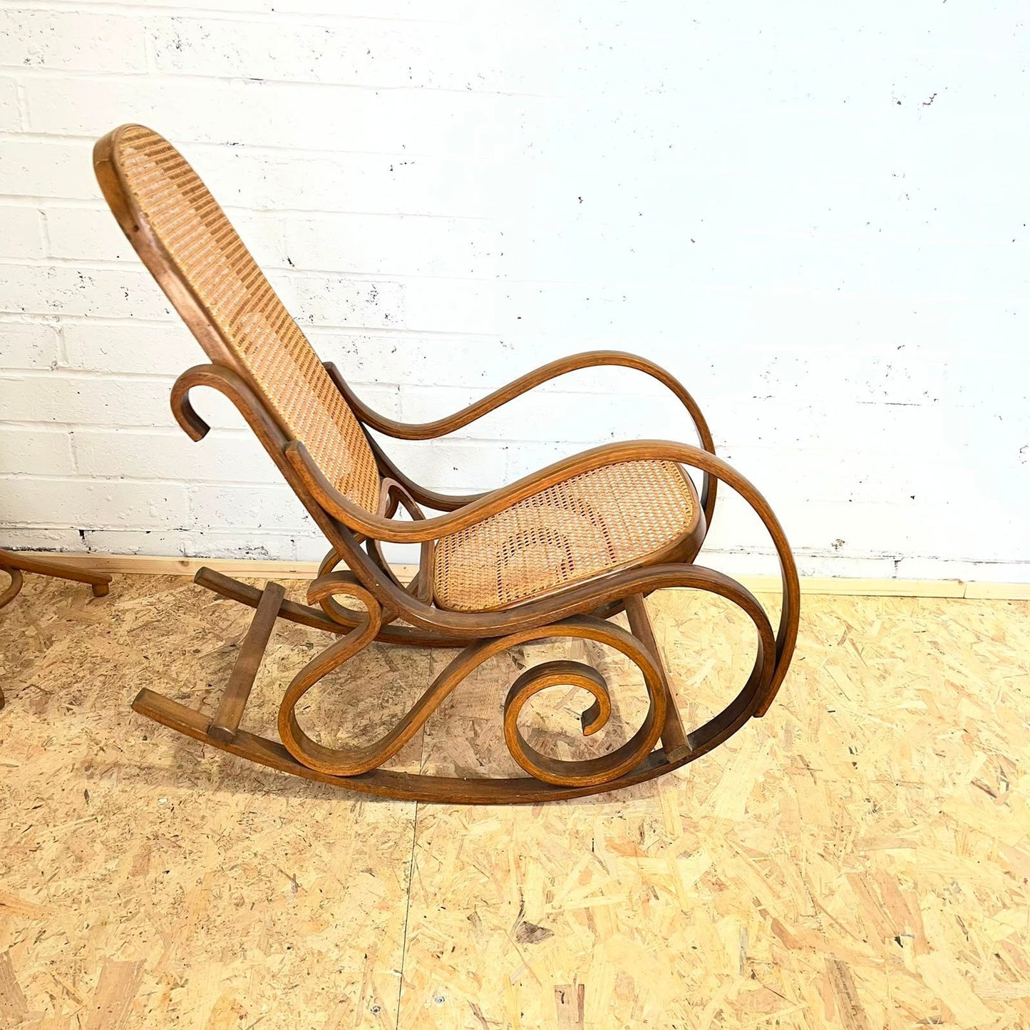 Vintage Bentwood Rocking Chair Cane Seat And Back Thonet Style