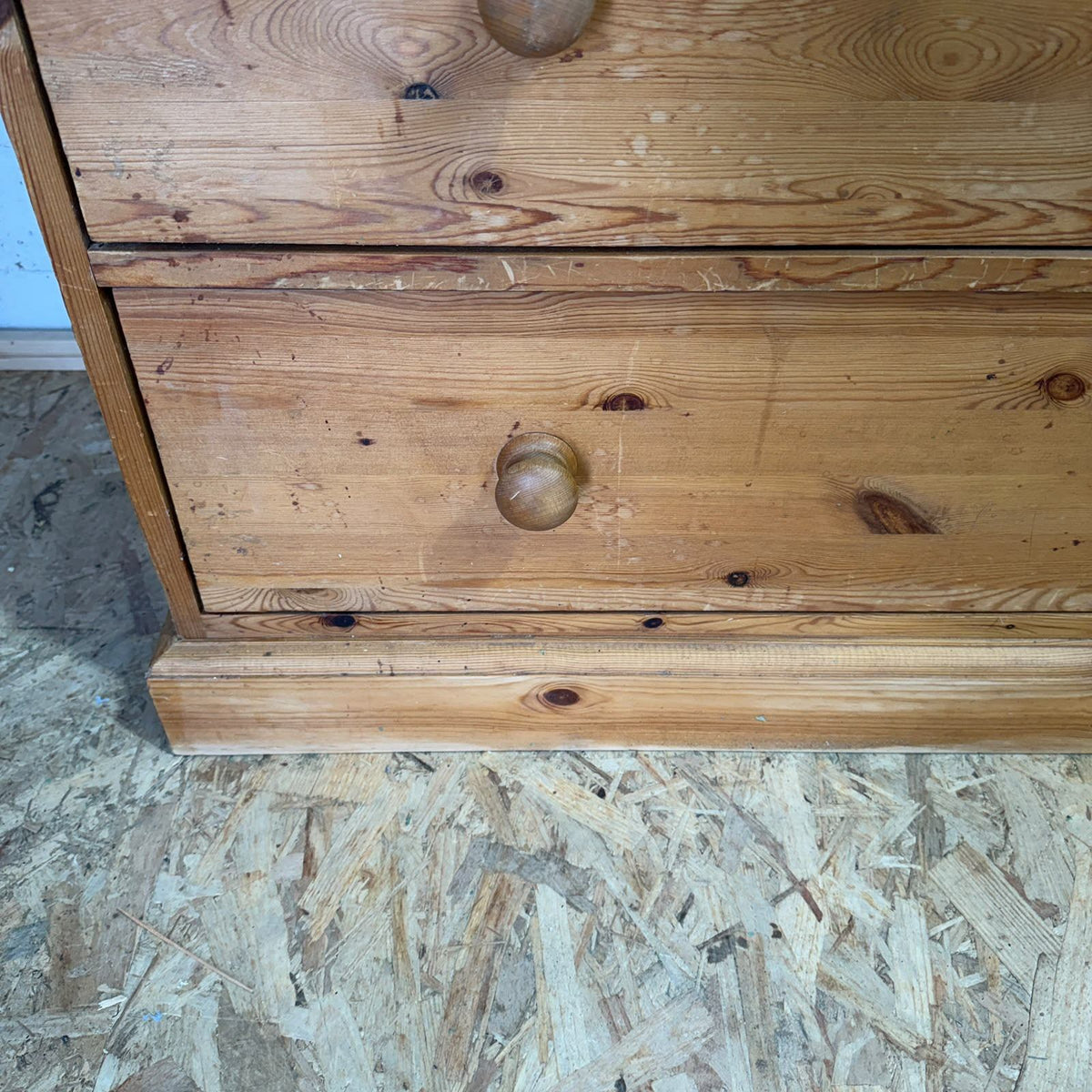 Vintage Pine Chest of 2 Over 3 Drawers Rustic Knob Handles Bedroom Storage
