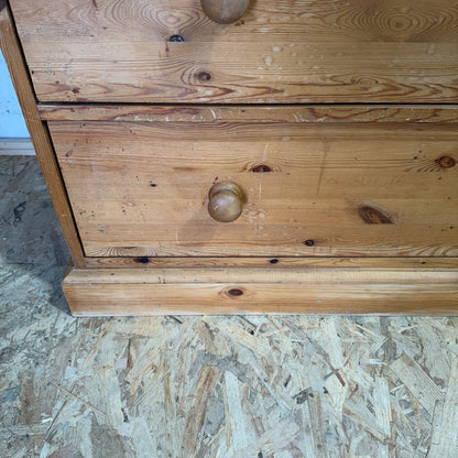 Vintage Pine Chest of 2 Over 3 Drawers Rustic Knob Handles Bedroom Storage