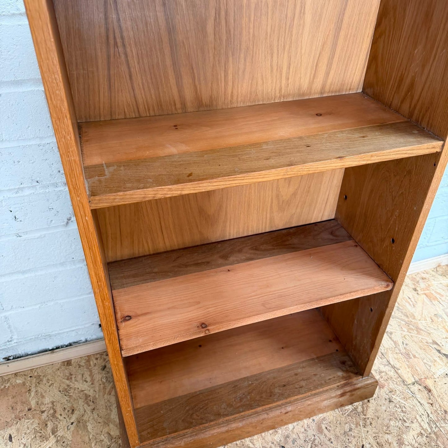 Rustic Pine Bookcase 2 Shelves Aged Patina Plinth