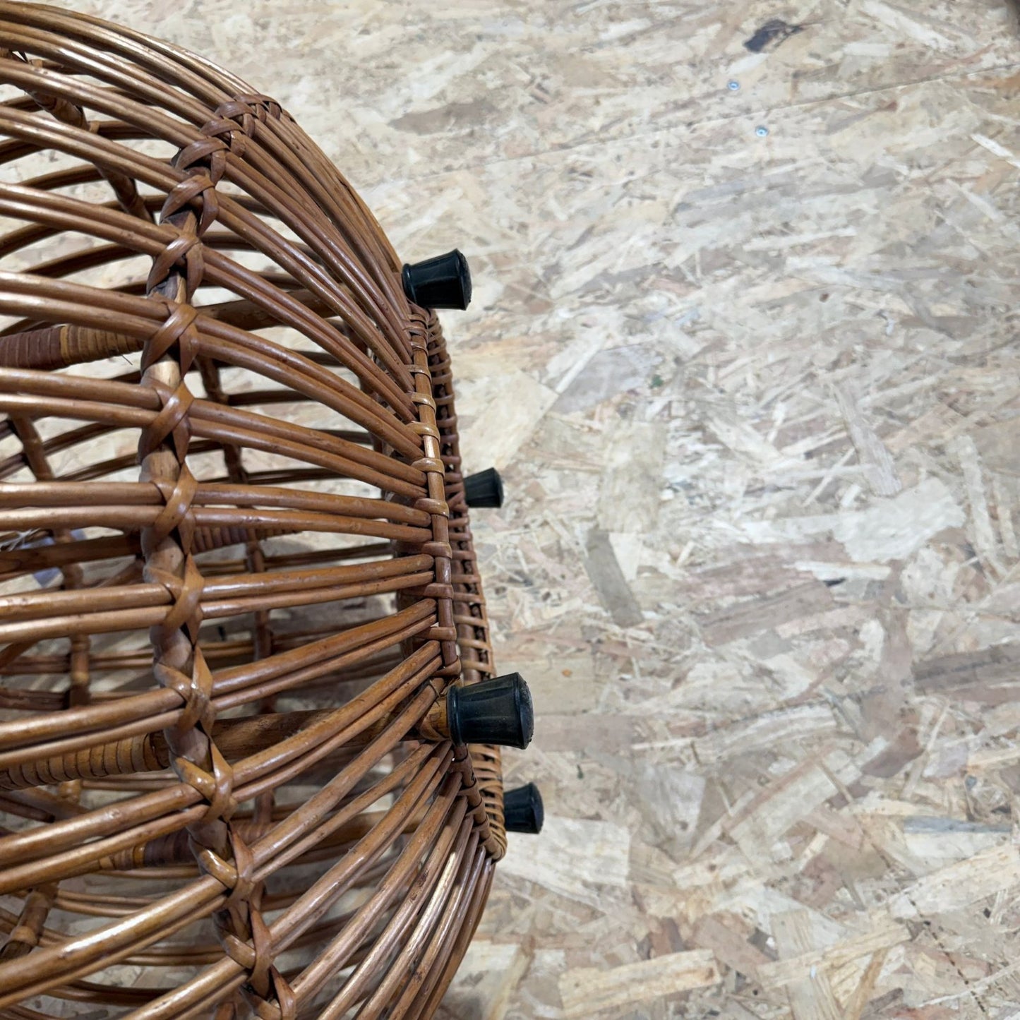 Bamboo Puff Ball Lobster Pot Side Table Foot Stool Low Seat
