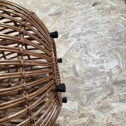 Bamboo Puff Ball Lobster Pot Side Table Foot Stool Low Seat