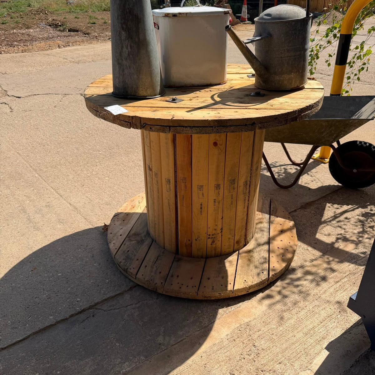 Large Wooden Cable Reel Garden Table Industrial Coffee Table Heavy