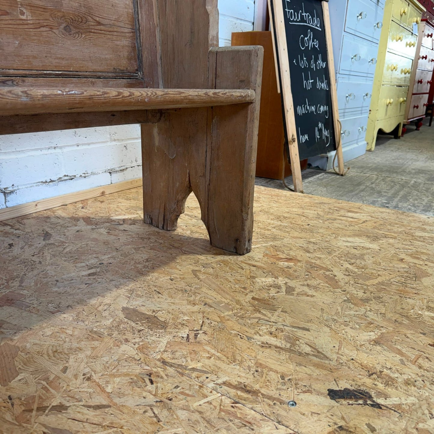 Antique Victorian Pitch Pine Church Chapel Pew 5.5ft Gothic Style