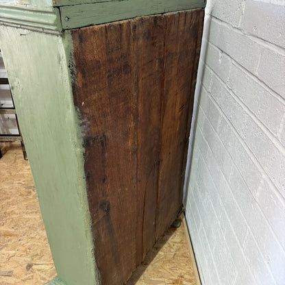 Early 20thC Rustic Painted Double Cupboard Glazed Doors Claw Feet Pantry Larder