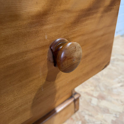 Vintage Rustic Satin Walnut (Pine?) Chest 2 Over 2 Drawers Plinth Drawer