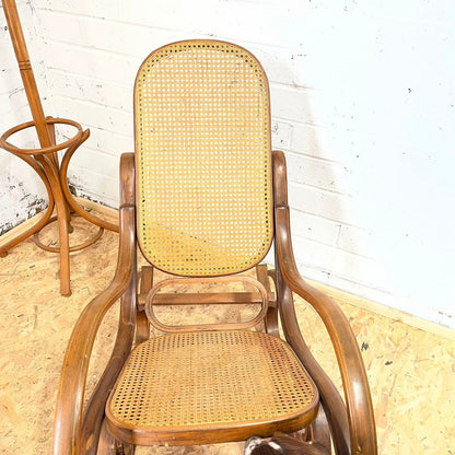 Vintage Bentwood Rocking Chair Cane Seat And Back Thonet Style