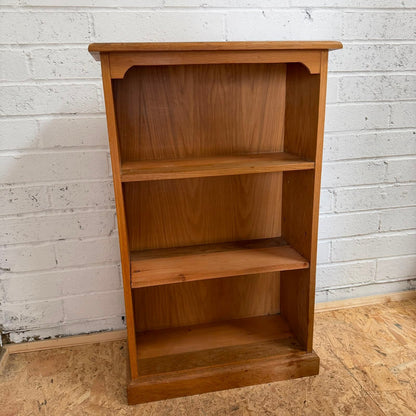 Rustic Pine Bookcase 2 Shelves Aged Patina Plinth