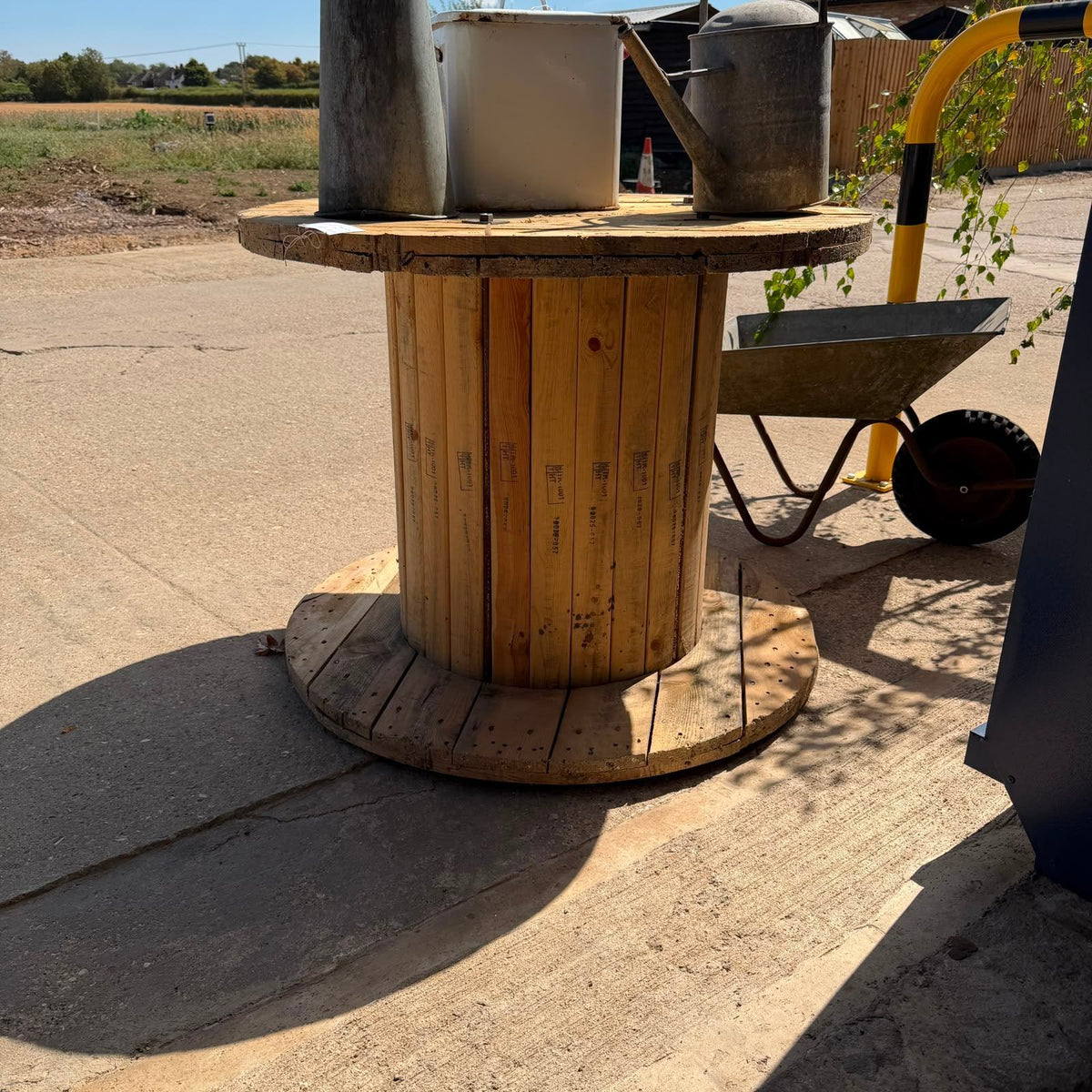 Large Wooden Cable Reel Garden Table Industrial Coffee Table Heavy