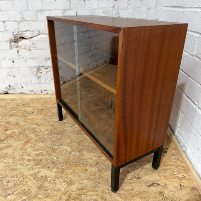 Mid Century Glazed Bookcase Abbess Furniture Single Shelf Metal Legs