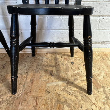 4 Rustic Painted Farmhouse Chairs Black Shabby Chic Dining Or Kitchen