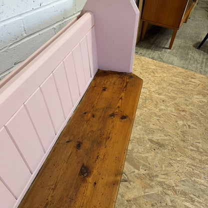 19thC Victorian Rustic Painted Church Pew 6ft Hymnal Rack