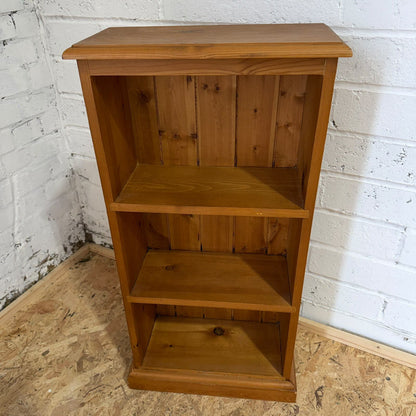 Narrow Pine Bookcase Fixed Shelves Plinth Solid