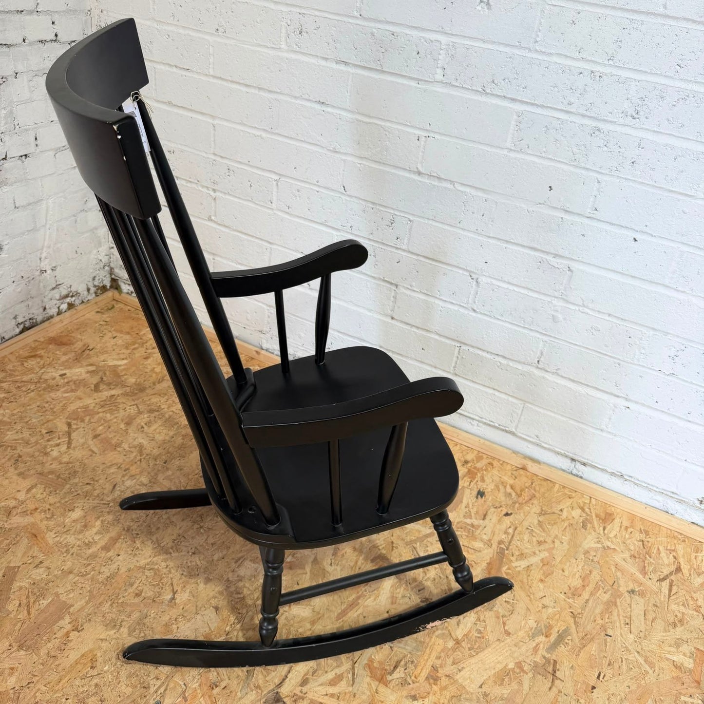 Black Painted Rocking Chair Nursing Story Chair Stick Back Turned Legs