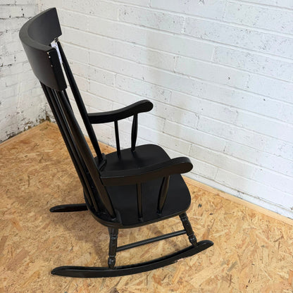 Black Painted Rocking Chair Nursing Story Chair Stick Back Turned Legs