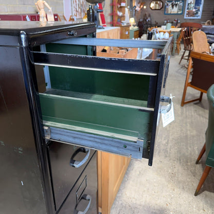 Vintage Mid Century Milners 4 Drawer Steel Filing Cabinet Painted Black