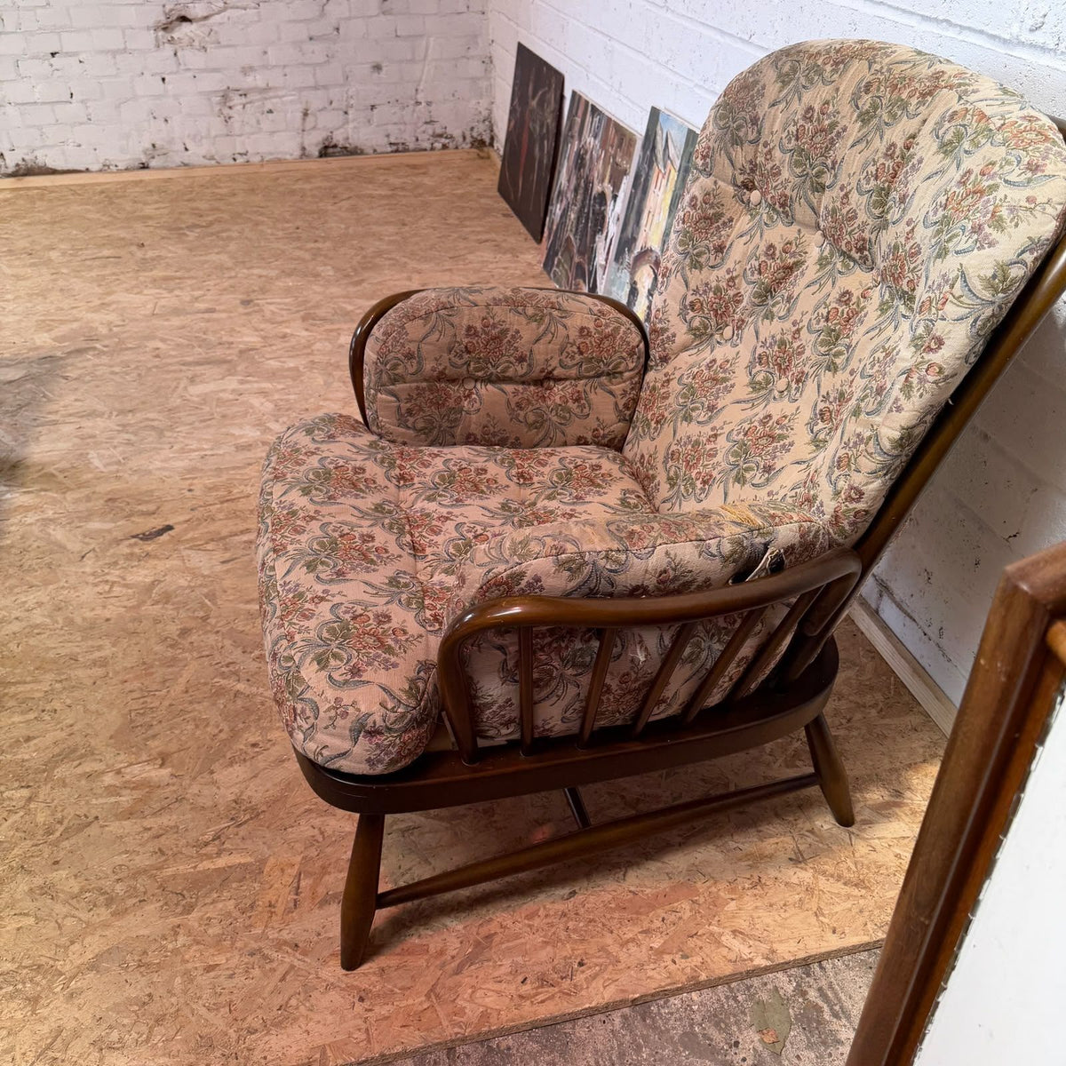 Ercol Jubilee Model 766 Dark Wood Armchair Project Mid Century