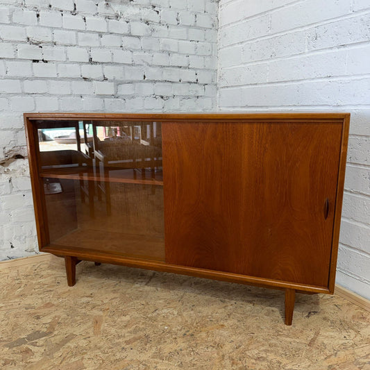 Vintage 1960s Herbert E. Gibbs Autographed Teak Glazed Bookcase Mid Century