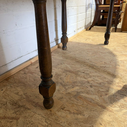 Antique Oak Drop Leaf Dining Table Seats 6/8 Turned Legs