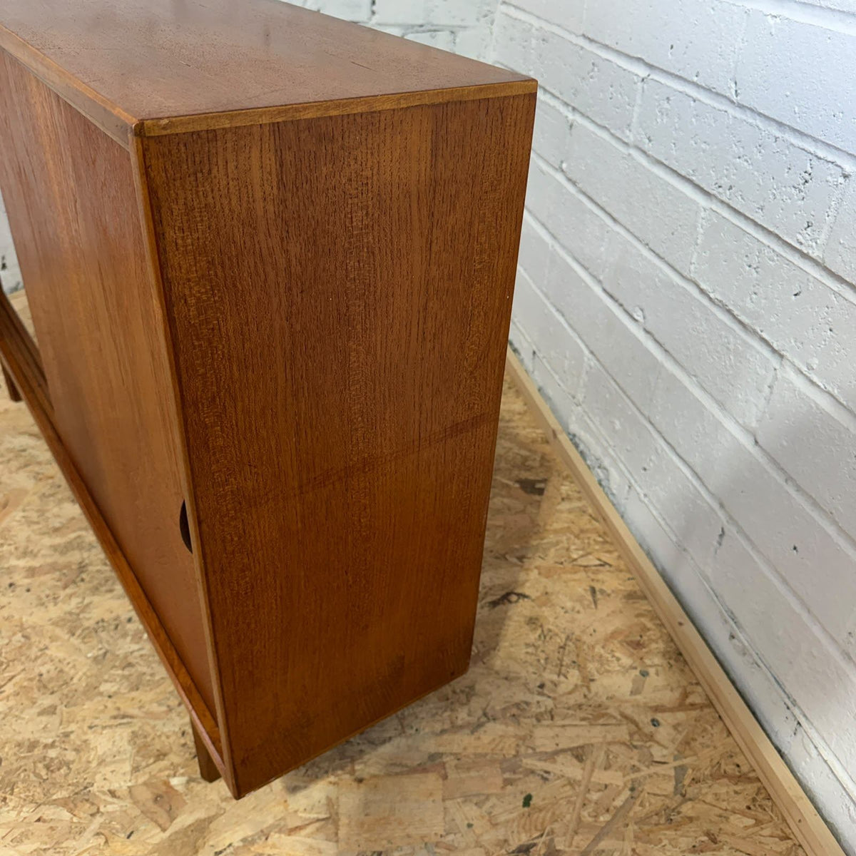 Vintage 1960s Herbert E. Gibbs Autographed Teak Glazed Bookcase Mid Century