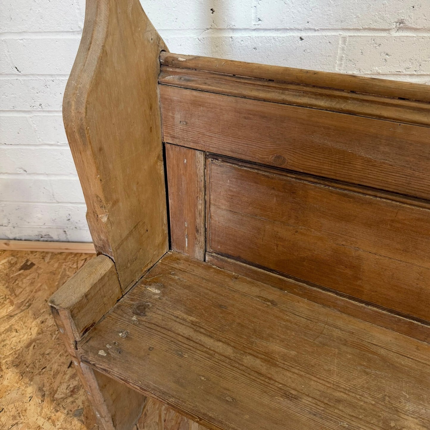 Antique Victorian Pitch Pine Church Chapel Pew 5.5ft Gothic Style