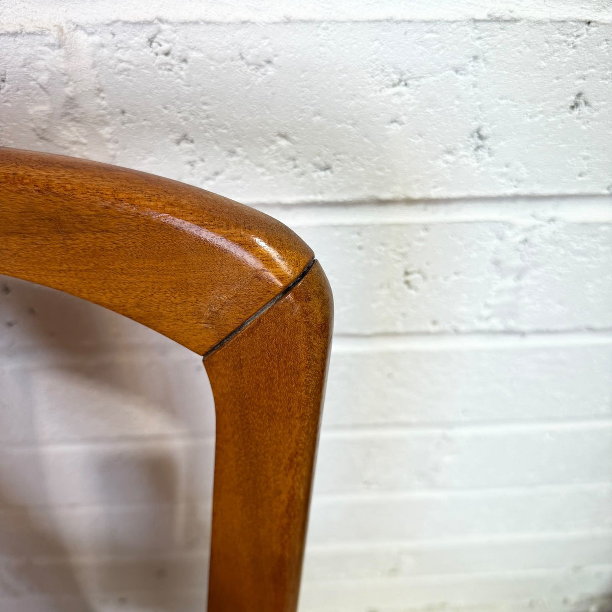 5 Meredew Mid Century Teak Dining Chairs Upholstered Velour Salmon Seats