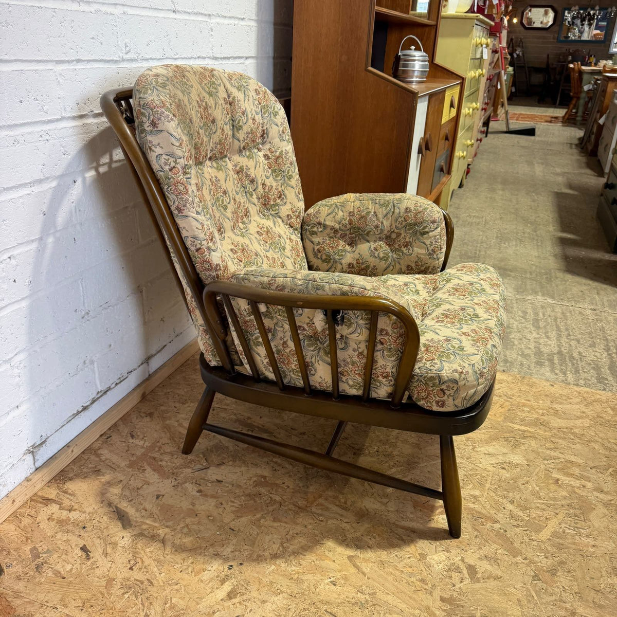 Ercol Jubilee Model 766 Dark Wood Armchair Project Mid Century