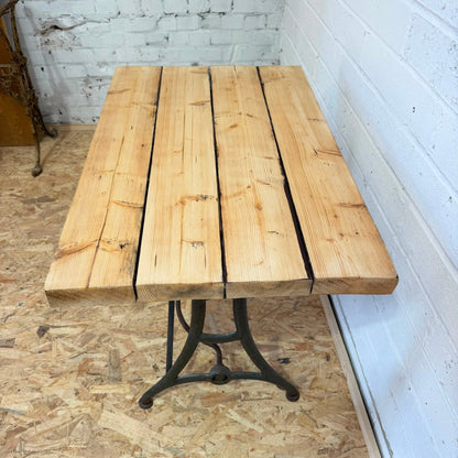 Singer Sewing Table Reclaimed Pine 4 Plank Top Console Table Kitchen Seat 2