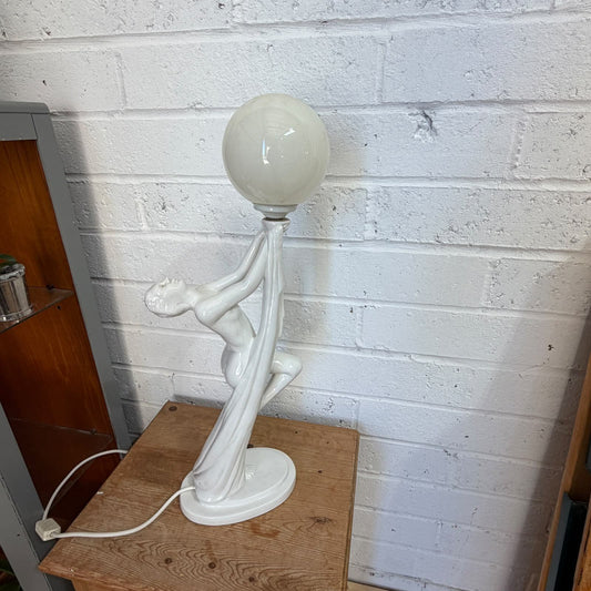 Art Deco Style Mid Century Ceramic Naked Lady Italian Lamp 1970s Working