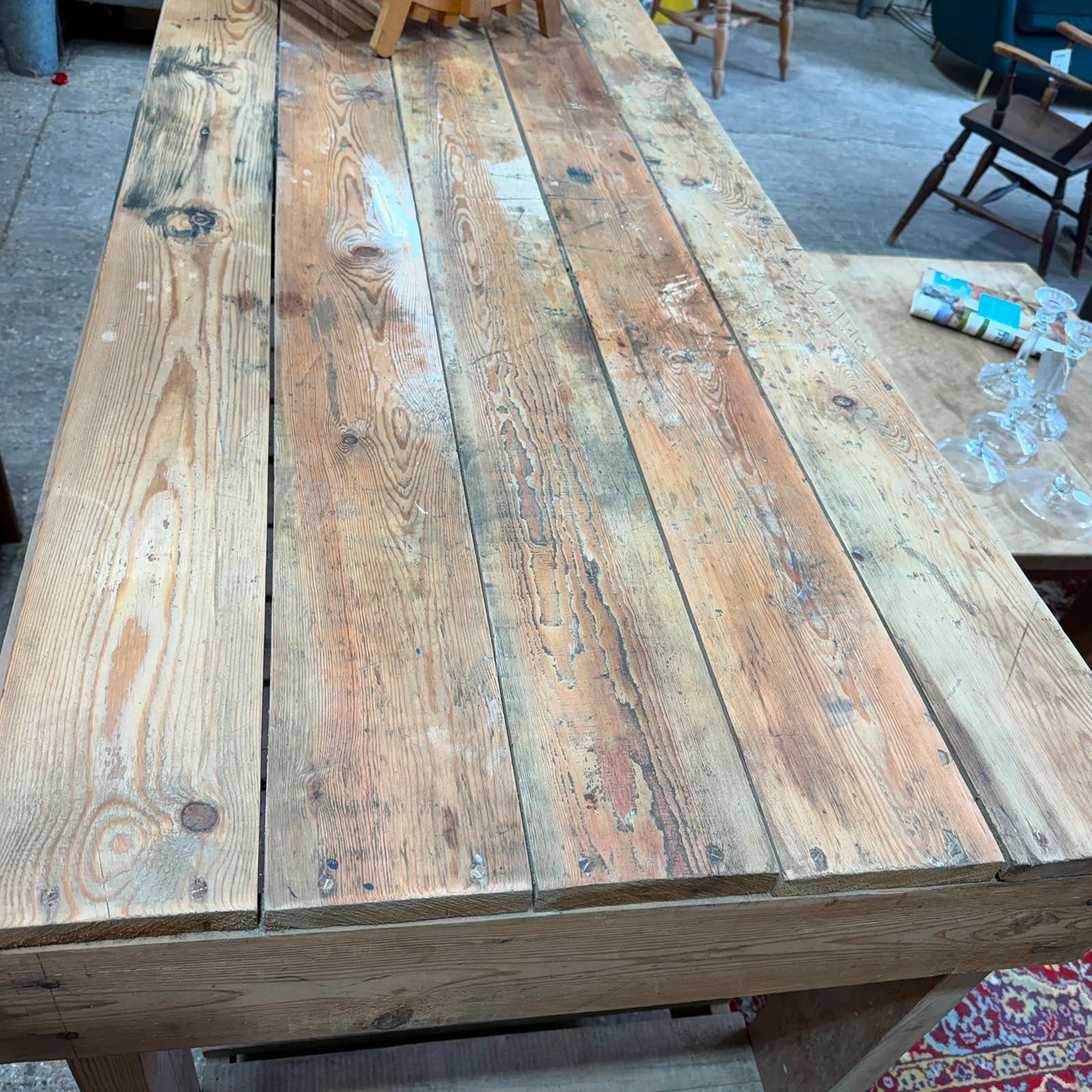 Rustic Large Wooden Pine Workbench Shelves Kitchen Island Potting Bench Workshop