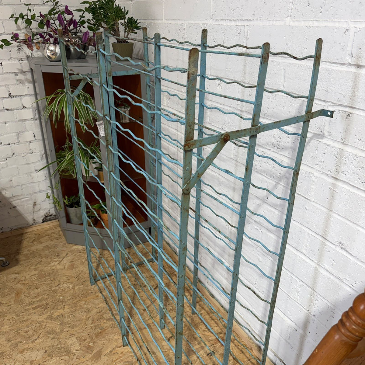 Vintage Industrial Steel Wine Rack, Mid-20thC Approx 120 Bottles Great Patina