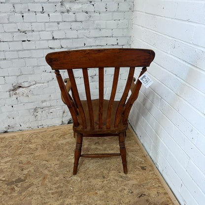 Vintage Rustic Windsor Style High Slatted Backed Armchair Turned Legs