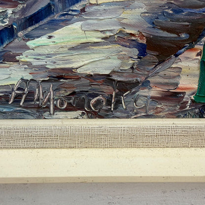 A. Monoky (20thC) Paris Montmartre Street Scene c.1960s, signed, Oil on canvas