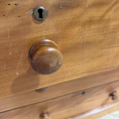 Vintage Rustic Satin Walnut (Pine?) Chest 2 Over 2 Drawers Plinth Drawer