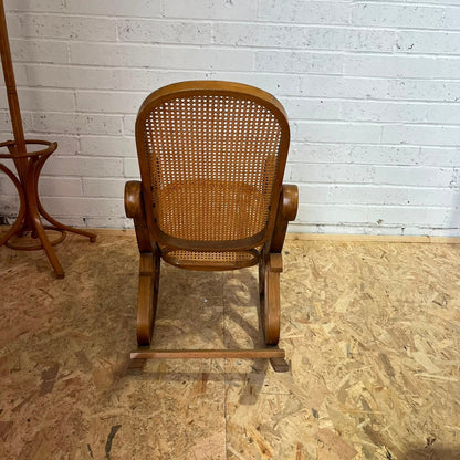Vintage Bentwood Rocking Chair Cane Seat And Back Thonet Style
