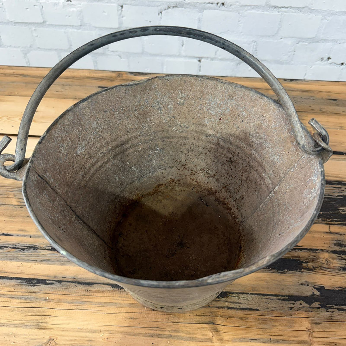 Vintage Galvanised Bucket With Handle Great Patina 22cm High