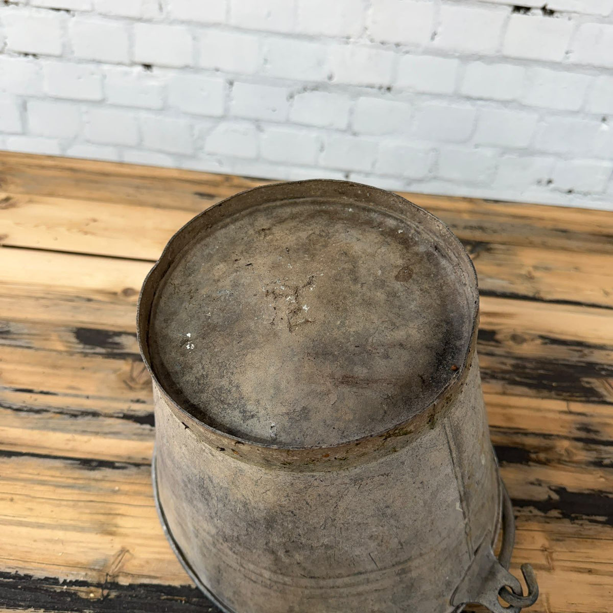 Vintage Galvanised Bucket With Handle Great Patina 22cm High