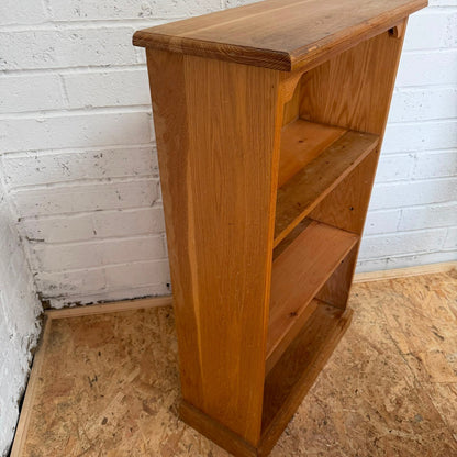 Rustic Pine Bookcase 2 Shelves Aged Patina Plinth