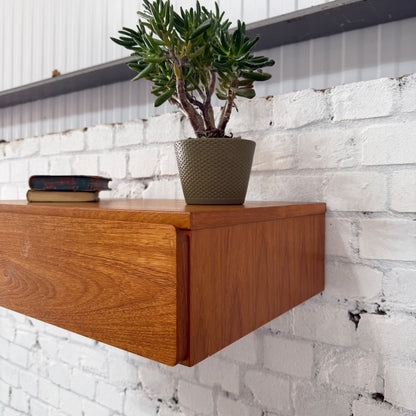 Tapley 33 Mid Century Floating Wall Single Drawer Unit Teak With Wall Fixing