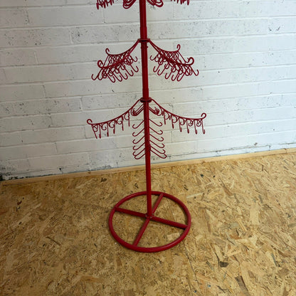 Retro Red Metal Spinning Display Retail Stand Hooks Christmas Tree