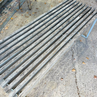 Vintage Industrial Municipal Style Slatted Garden Bench Metal Square Frame