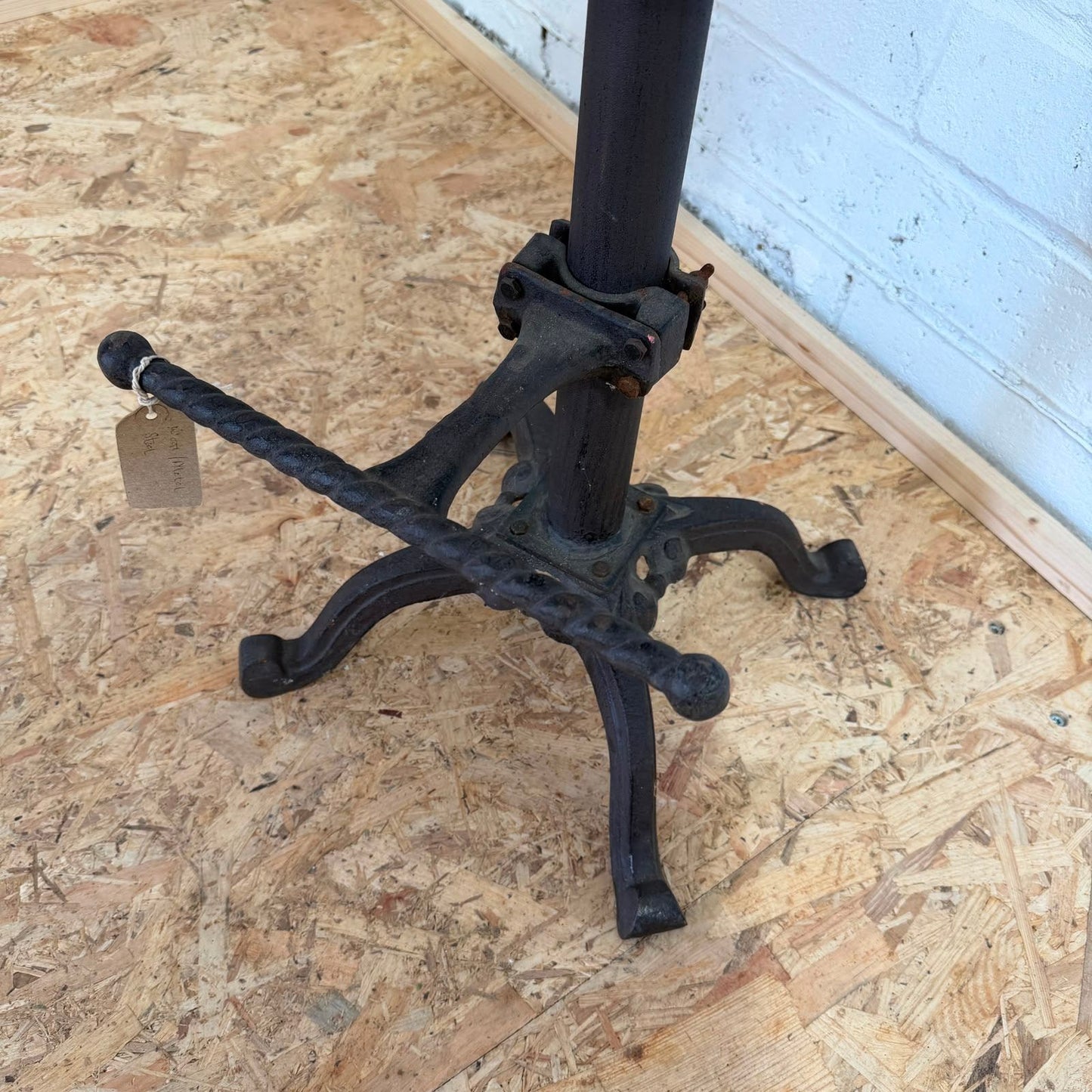 Vintage Singer Sewing Stool Industrial Black Iron Base Footrest Reclaimed Top