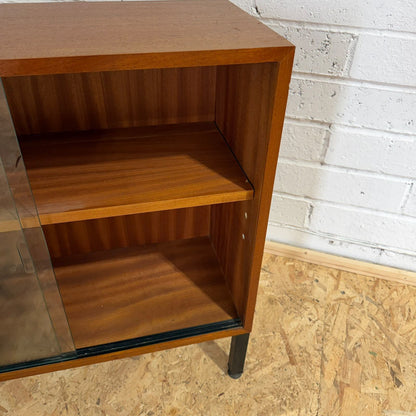 Mid Century Glazed Bookcase Abbess Furniture Single Shelf Metal Legs