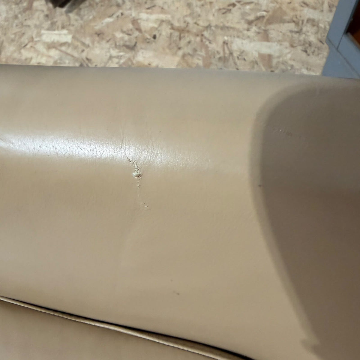 Vintage Retro Cream Leather European? Swivel Chair On Chrome Star Base Tub Shell