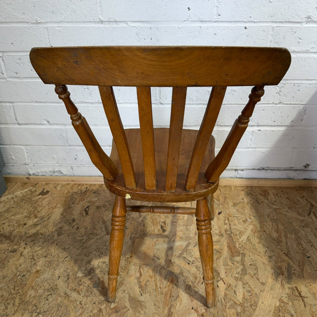 Vintage Rustic Single Pine Farmhouse Chair Turned Legs Solid