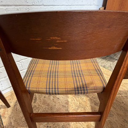 4x Mid Century Teak Danish Style Dining Chairs Upholstered Seats MCM