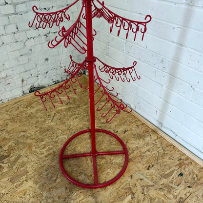 Retro Red Metal Spinning Display Retail Stand Hooks Christmas Tree