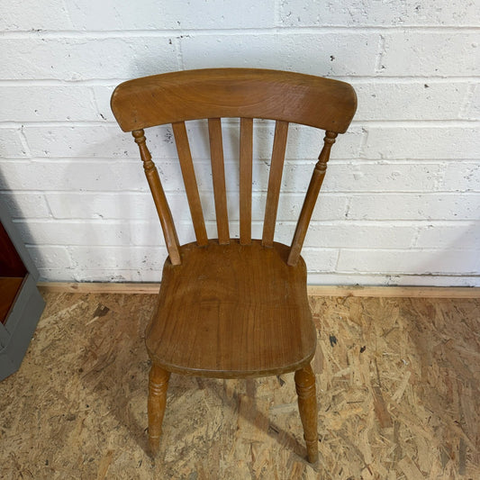 Vintage Rustic Single Pine Farmhouse Chair Turned Legs Solid
